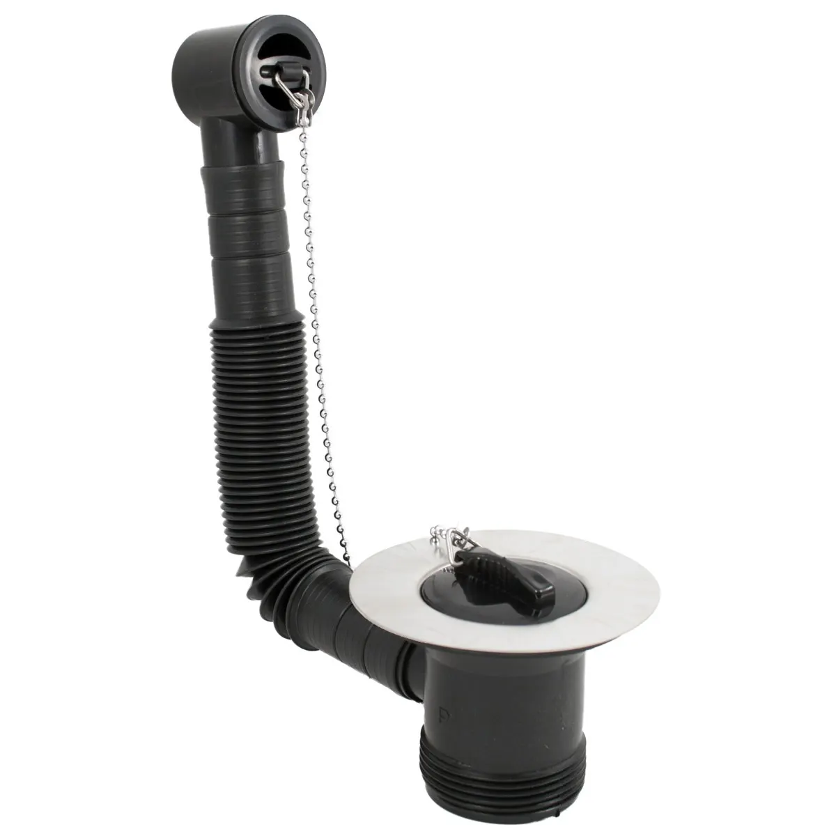 Embrass Peerless Pre-Pack Sink Combination Overflow Waste Centre Screw (Plastic Body, Black Overflow Face) – Chrome PEERLESS 1 1/2" Sink Combination Overflow Waste Centre Screw (Plastic Body, Black Overflow Face) – Chrome