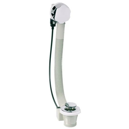 PEERLESS Bath Pop Up Waste Deluxe (Brass Handle, Brass Plug) 900mm cable – Chrome
