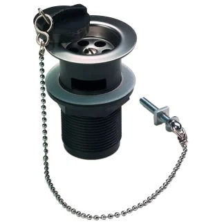 PEERLESS Basin Waste Slotted (Plastic Body & Back Nut, with chain) – Chrome