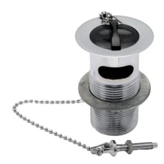 201249 PEERLESS Basin Waste Slotted (Brass Body, Metal Back Nut, Poly Plug with chain) – Chrome