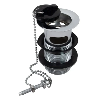 PEERLESS Basin Waste Slotted (Brass Body, Metal Back Nut, Poly Plug with chain) - Chrome