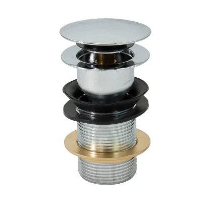 PEERLESS Basin Waste Flat Mushroom Clicker Plug Slotted (Brass Body & Brass Backnut) – Chrome