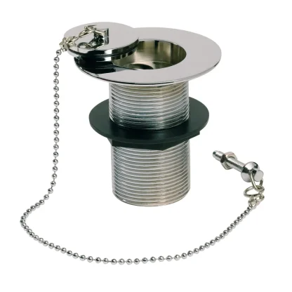 PEERLESS Sink Waste ‘London’ Solid (Brass Waste, Plastic Back Nut, Brass Plug, Ball Chain & Stay) – Chrome