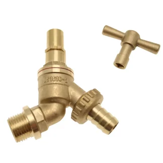 Embrass Peerless Hose Union Bib Tap Lockshield c/w Loose Key – Brass