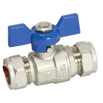 Embrass Peerless Butterfly Ball Valve Compression Blue Handle C x C