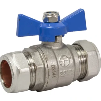 305580 Embrass Peerless Butterfly Ball Valve Full Bore Compression Blue Handle C x C