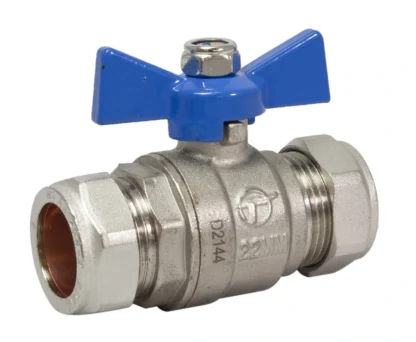 305580 Embrass Peerless Butterfly Ball Valve Full Bore Compression Blue Handle C x C