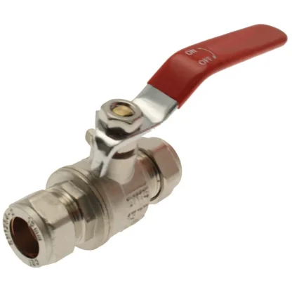 Embrass Peerless Lever Ball Valve Compression Red Handle C x C