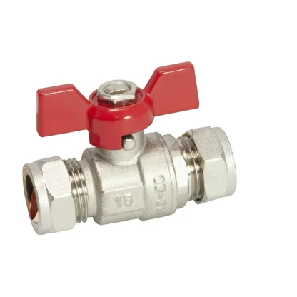 Embrass Peerless Butterfly Ball Valve Compression Red Handle C x C