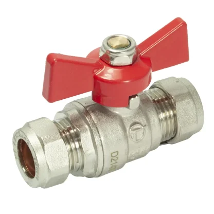 Embrass Peerless Butterfly Ball Valve Full Bore Compression Red Handle C x C