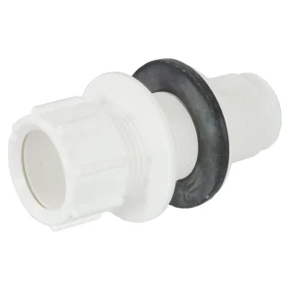 Solvent Weld Fitting Straight Tank Connector – White