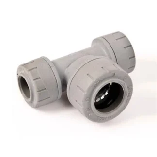 402750 PolyPlumb Enhanced Reducing Tee in Grey | 15mm x 15mm x 22mm | PB1622