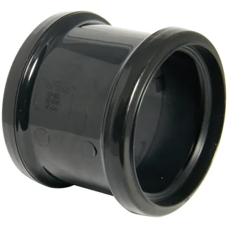 FloPlast Soil – 110mm Ring Seal PVC-U Double Socket Coupling – Black