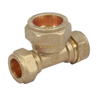 318405 compression compact brass tee reducing both ends 15mm x 15mm x 22mm