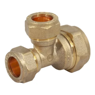 318410 compression compact brass tee reducing branch end 22mm x 15mm x 15mm