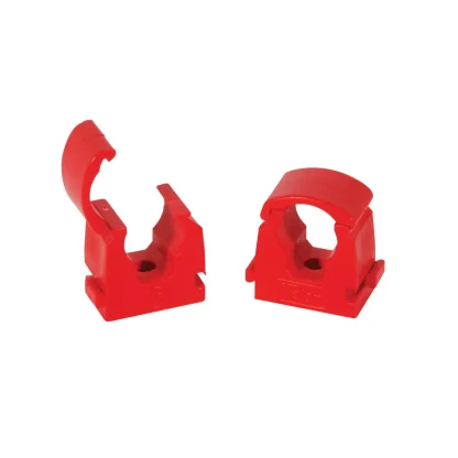 Talon Plastic Pipe Clip Hinged Red (Hot Water) – Single