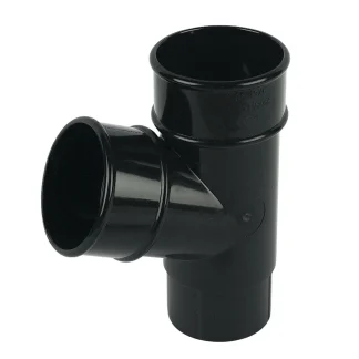 FloPlast Round Downpipe Fitting 67.5° Offset Branch – Black