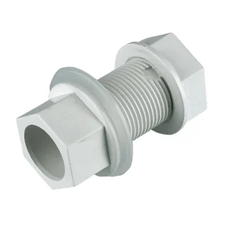 FloPlast Overflow Waste System Straight Tank Connector – White