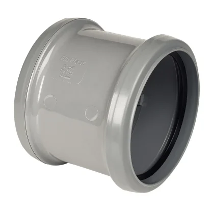 FloPlast Soil – 110mm Ring Seal PVC-U Double Socket Coupling – Grey