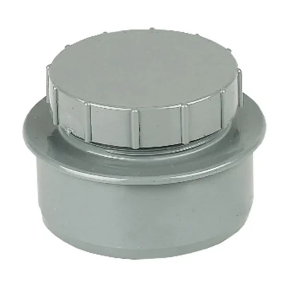 FloPlast Soil – 110mm Ring Seal PVC-U Screwed Access Plug – Grey