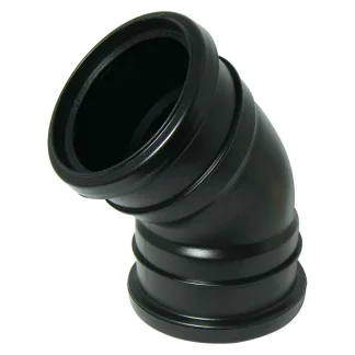 FloPlast Soil – 110mm Ring Seal PVC-U 135° Single Socket Bend – Black