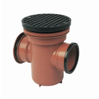 FloPlast Underground Drainage PVC-U Bottle Gully Trap Circular Grid Back Inlet