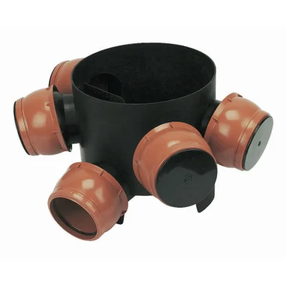 FloPlast Underground Drainage PVC-U Mini Access Chamber – 5 x 110mm flexible inlets c/w 4 socket plugs