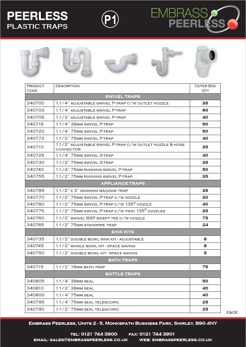 Peerless plastic traps leaflet