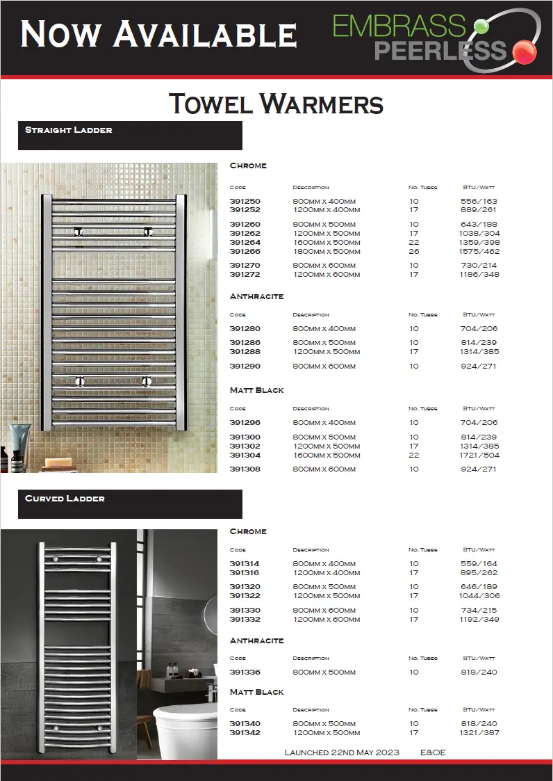 Towel warmers leaflet