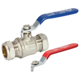 EP Lever Ball Valve Blue Handle c/w spare red handle WRAS