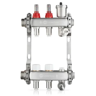 The SpeedFit LowFit 2 Port Manifold for UFH is made of Stainless Steel & comes with 12mm PushFit connections