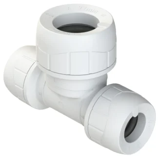 POLYPLUMB Enhanced Reducing Tee Both Ends 15mm x 15mm x 22mm White