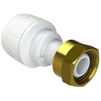 POLYPLUMB Enhanced Tap Connector Straight (Brass Nut) White