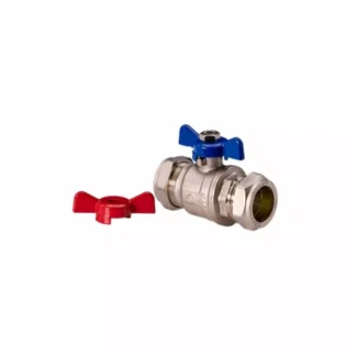 435002 ∙ EP PEGASUS Pressfit Butterfly Ball Valve Blue & Red Handle 15mm