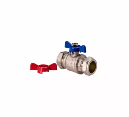 435002 ∙ EP PEGASUS Pressfit Butterfly Ball Valve Blue & Red Handle 15mm