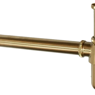 205625 Bottle Trap Brass with 300mm Pipe 1.1_4 inch Brushed Brass BB with 300mm Extension Piece & Wall Flange