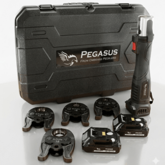 431000 - PEGASUS Pressfit Gun with M-Profile Jaws in 15mm, 22mm, 28mm & 35mm & 2x Batteries with Carry Case